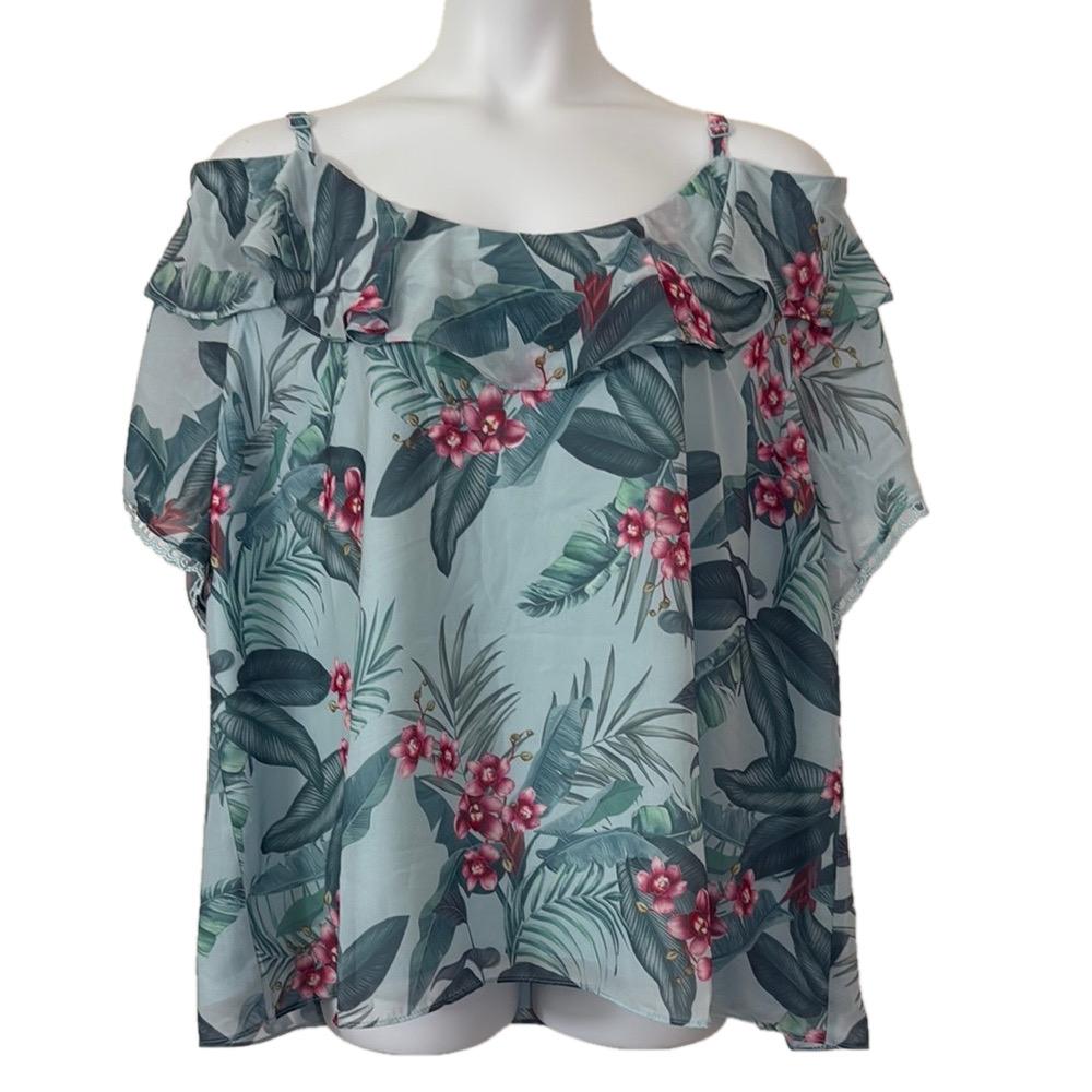 City Chic Sea Foam Maya Orchid Phoebe Cold Shoulder Blouse SKU0264